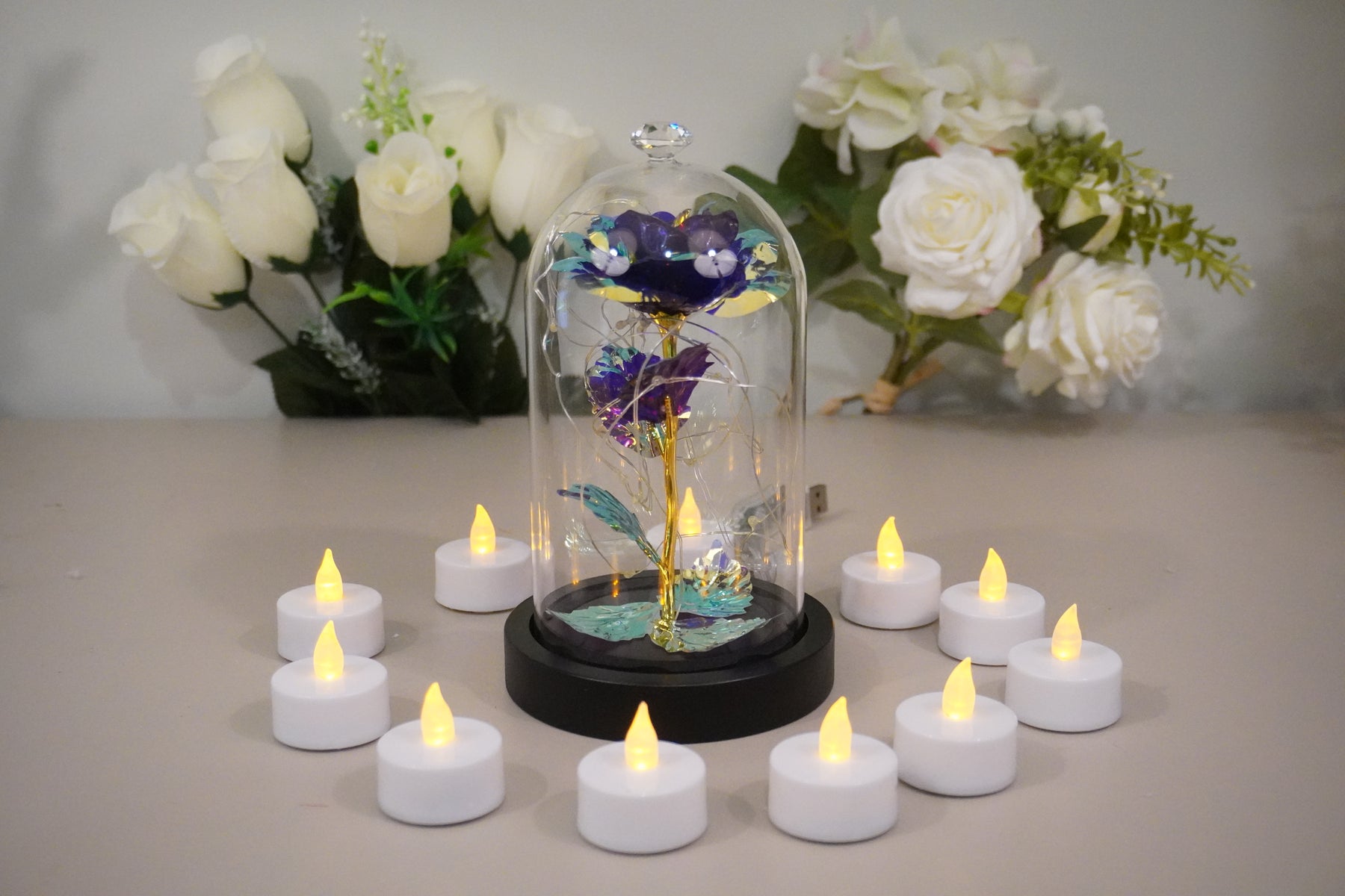Enchanted Purple Rose Lamp